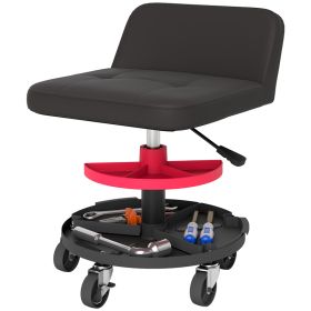 Rolling Creeper Garage Stool, 300 LBS Capacity Mechanic Stool With 360 Wheels, Tool Tray, Adjustable Height, Black (Option: BLACK)